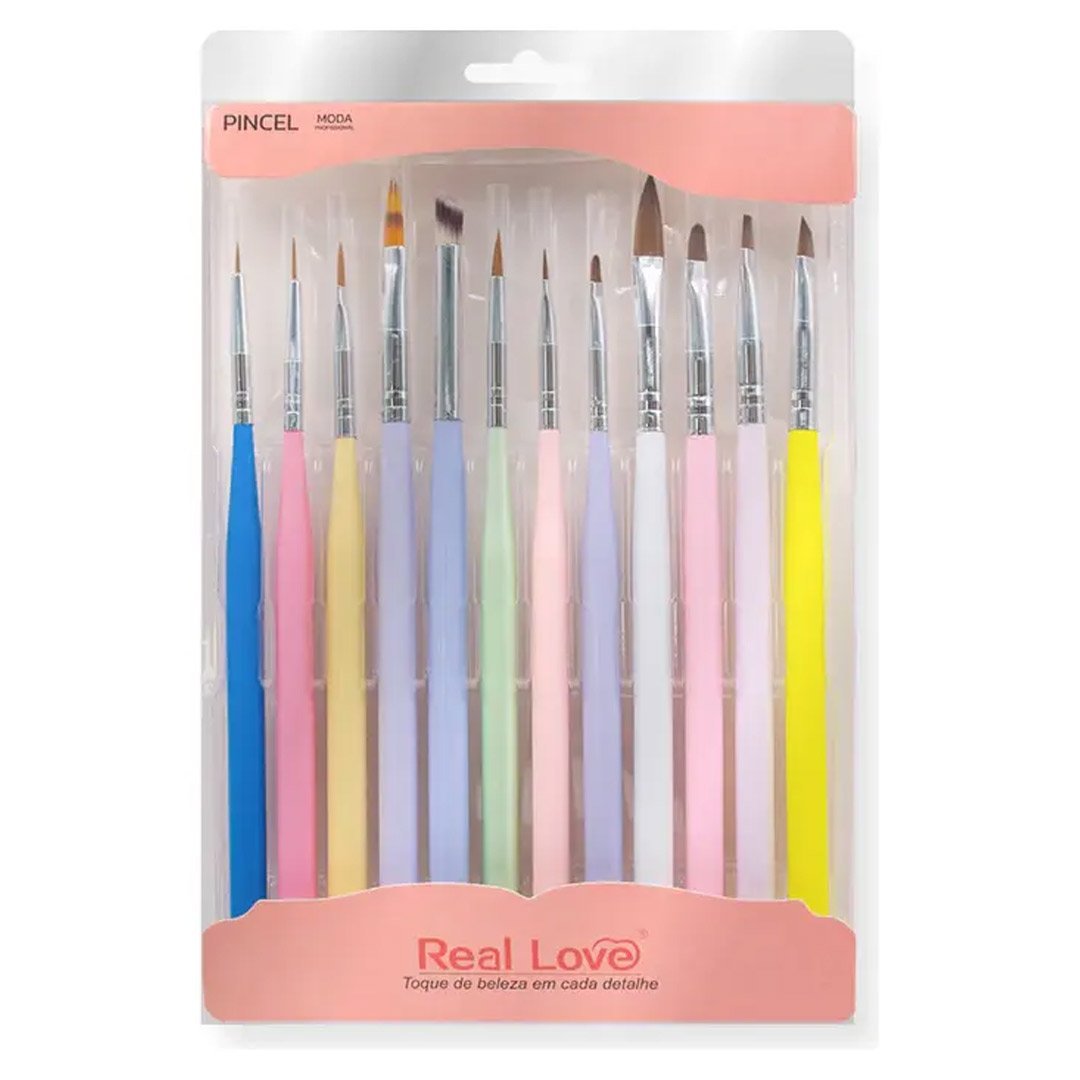 at20339-1.jpg Kit Real Love 12 Pincéis Coloridos Para Nail Art - Imagem 1