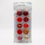 Kit com 10 Glitters Vermelhos Real Love para Decoração de Unhas