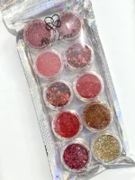 Kit com 10 Glitters Vermelhos Real Love para Decoração de Unhas - Imagem 2